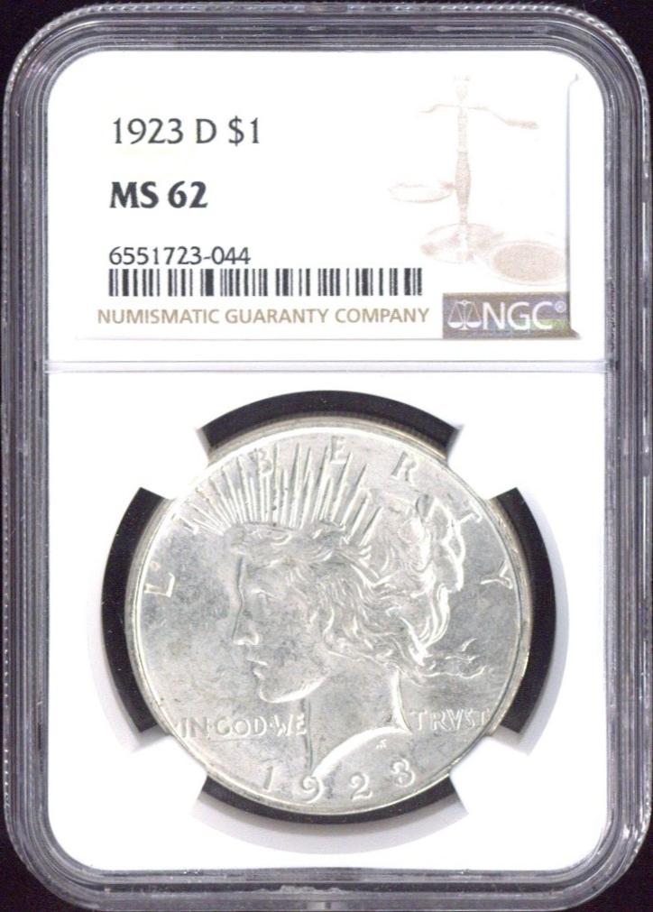 1923-D One Dollar NGC MS62 - US NGC MS62